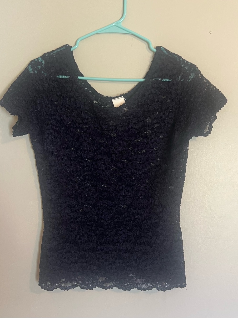 Victoria's Secret Vintage Navy Lace Short Sleeve Top